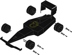 Racing Car - Exploded Racing Car - Exploded